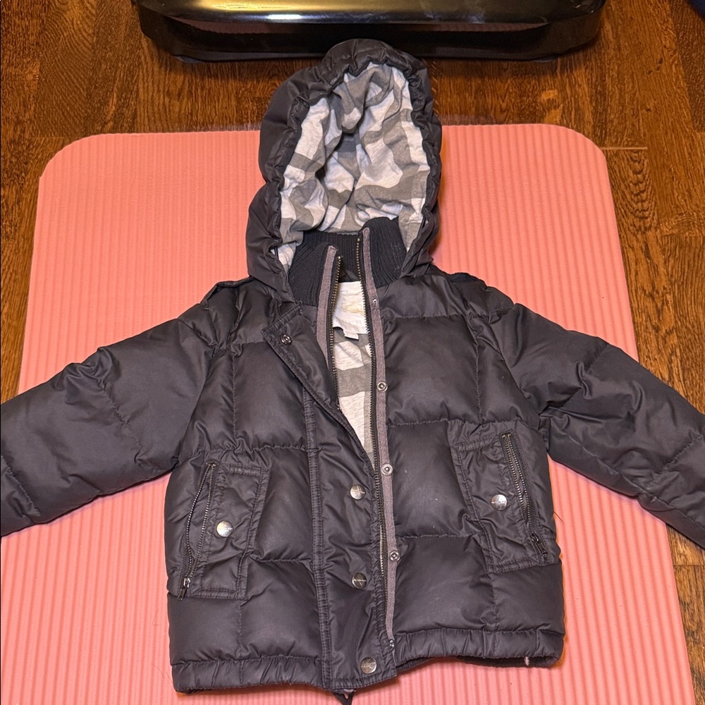Kids Black Puffer Jacket with Hood